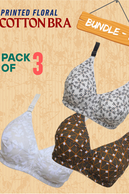 Collection image for: Printed Floral Cotton Bra Pack of 3