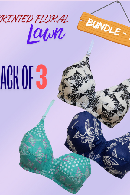 Collection image for: Printed Floral Lawn Bra Pack of 3