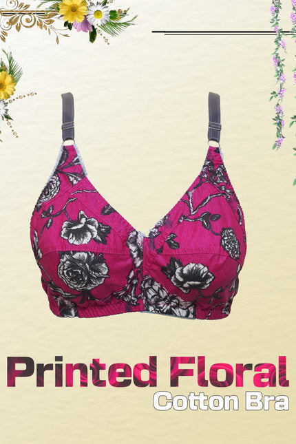 Printed Floral Cotton Bra