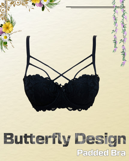 Royal Black Butterfly Bra