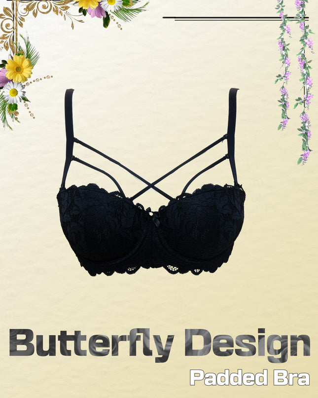Royal Black Butterfly Bra