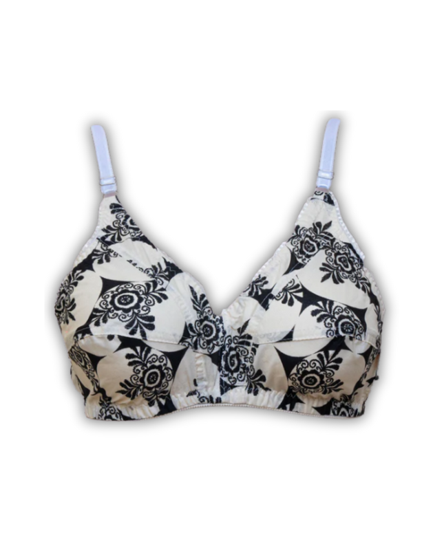 Soft Grey Floral Lawn Bra